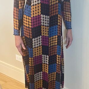 Colorful Geometric Long Sleeve Maxi Dress